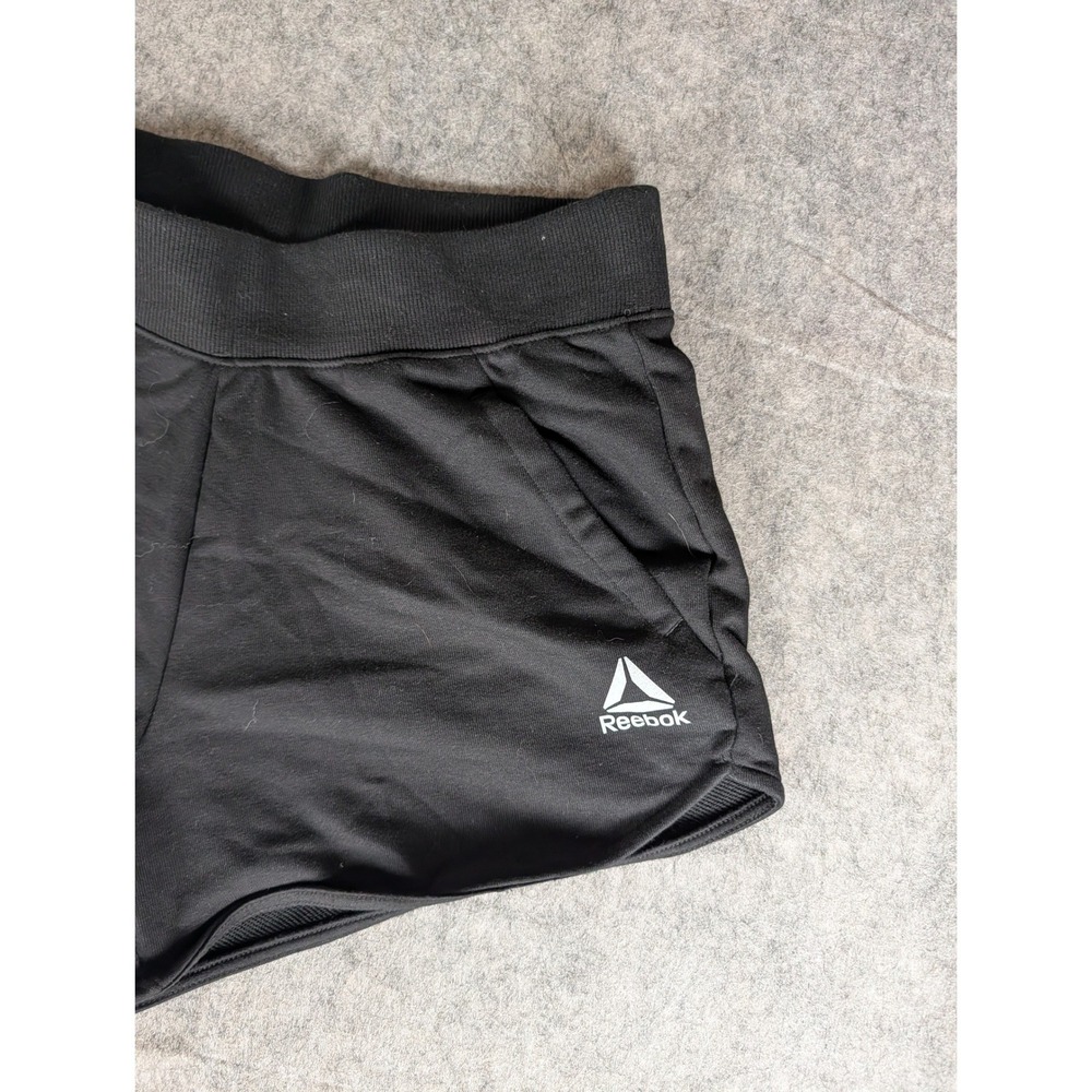 Reebok Womens Black Athletic Gym Training Shorts Ribbed Waistband S CH P - Picture 4 of 8